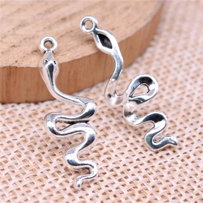 28x10mm 0.8g Antique silver zinc alloy Snake charm pendant for necklace bracelet DIY making