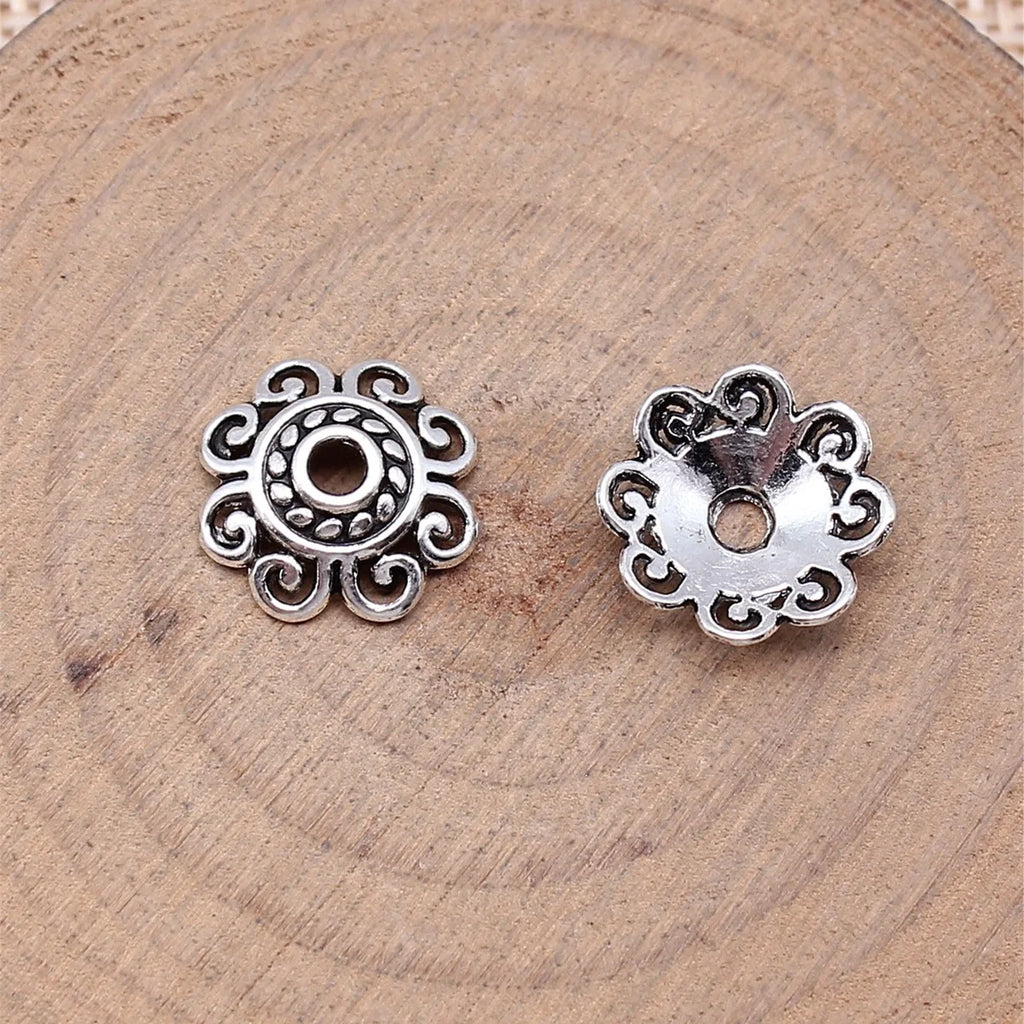 12x12mm 0.42g Multicolor Zinc Alloy Flower Bead Caps Jewelry Findings for DIY Beaded Accessories