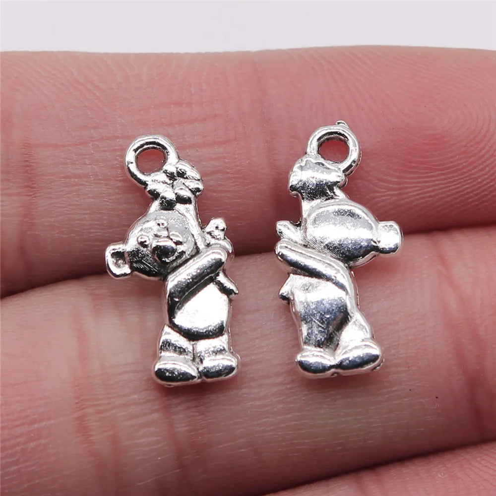 9x19mm 1.1g Antique Silver Zinc Alloy Bear Charm Pendant for DIY Necklace Bracelet Jewelry Making