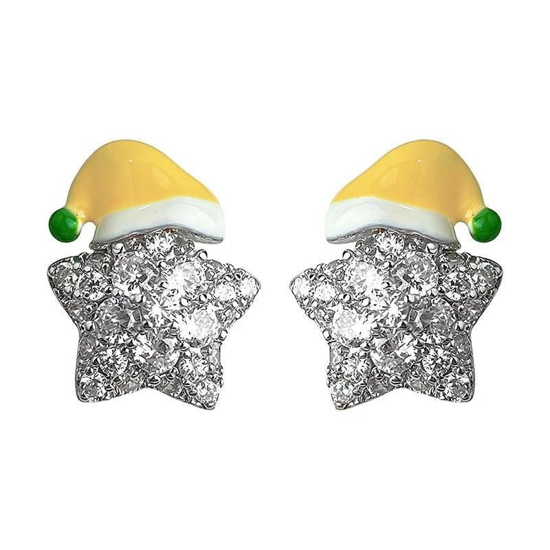 Original Designer Star Stud Earrings Micro Pave Zircon Enamel Eco-Friendly Copper Fresh Style Jewelry