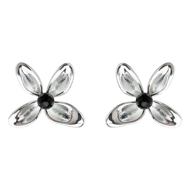 Elegant Designer Resin Copper Flower Stud Earrings With Silver Plated Pins