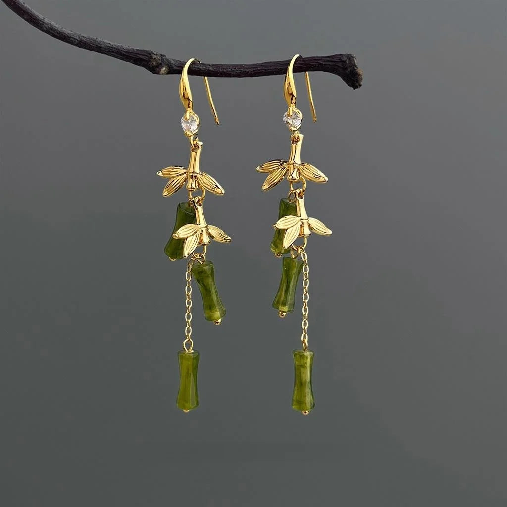 New Chinese Style Eco Copper Bamboo Segment Drop Earrings Handmade Fashion Jewelry
