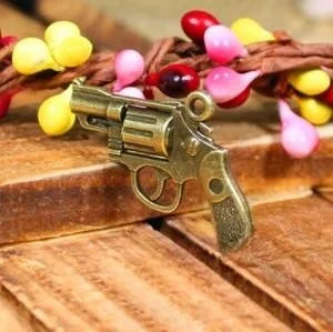 28x24MM Antique Silver Zinc Alloy Pistol Charm Pendant for DIY Necklace Bracelet Jewelry Making