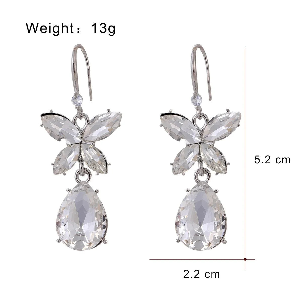 Elegant Blue Crystal Butterfly Teardrop Hook Earrings With Zircon Accents For Wedding Party Banquet Gift