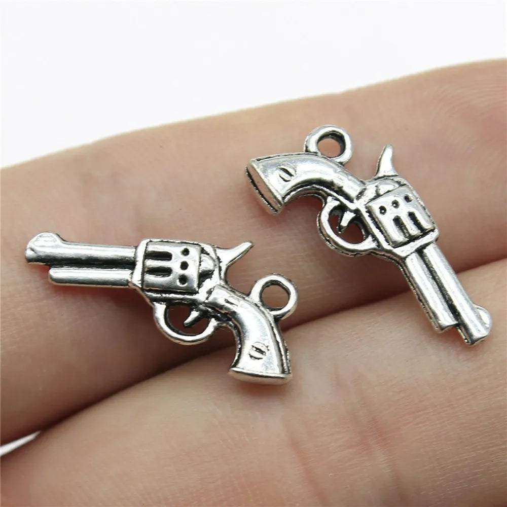 22x12mm 1.3g Multicolor Zinc Alloy Pistol Charm Pendant for DIY Necklace Bracelet Jewelry Making