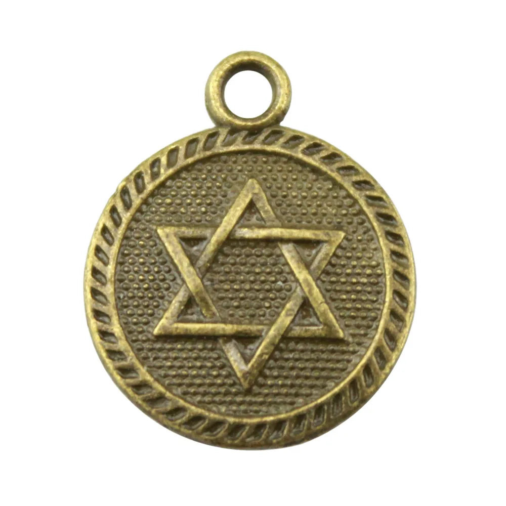 15mm 1.8g Multicolor Zinc Alloy Double Sided Six Pointed Star Charm Pendant for DIY Jewelry Making