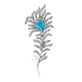 Elegant Crystal Rhinestone Leaf Brooch With Blue Teardrop Gem And Pearl, Luxury Lapel Pin Corsage Gift