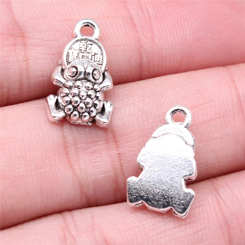 17x11mm 1.9g Antique Silver Copper Coin Frog Charm Pendant for DIY Necklace Bracelet Jewelry Making