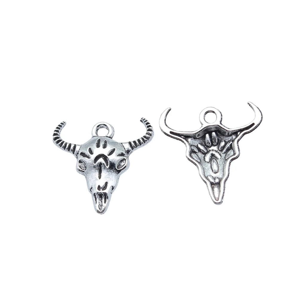 21x20mm 0.9g Antique Silver Zinc Alloy Bull Head Charm Pendant for DIY Necklace Bracelet Making