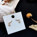14K Gold Plated Zircon Star Moon Asymmetric Micro Pave Stud Earrings For Women