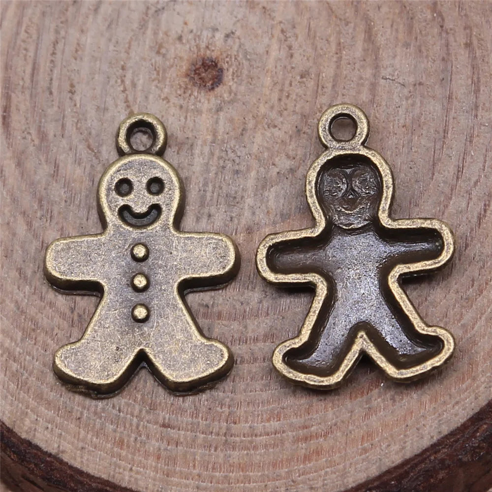 13x19mm 1g Multicolor Zinc Alloy Gingerbread Man Charm Pendant for DIY Necklace Bracelet Making