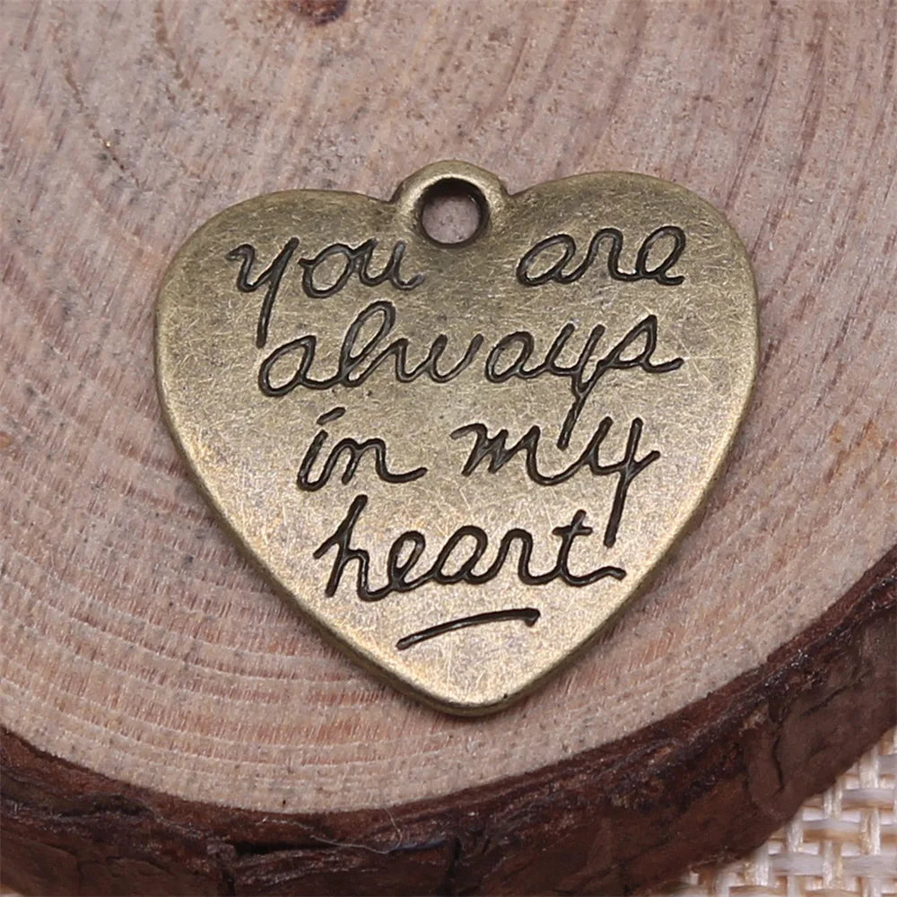 20x21mm 2.5g Zinc Alloy Heart Message Charm Pendant for DIY Necklace Bracelet Jewelry Making