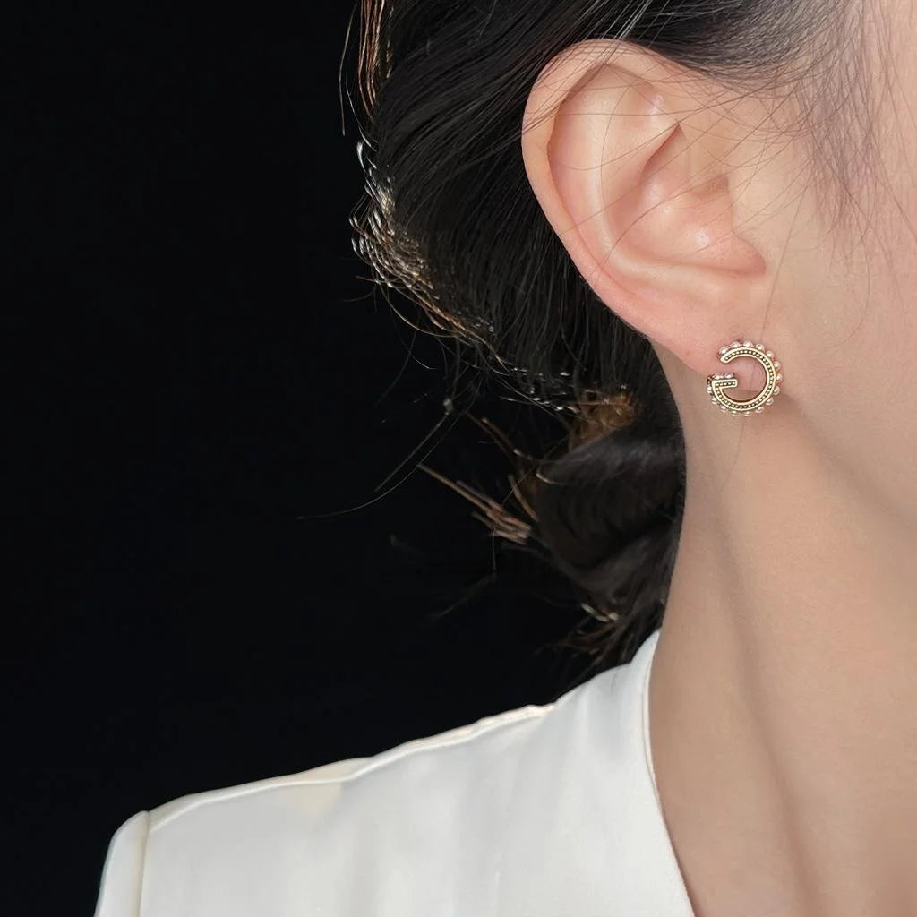 Vintage Letter G Pearl Stud Earrings Eco-Friendly Copper Versatile Fashion Jewelry