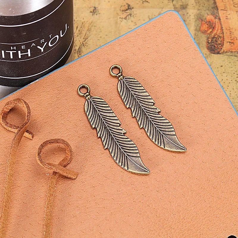 45x11MM 1845G Zinc Alloy Leaf Feather Charm Pendant for DIY Necklace Bracelet Jewelry Making