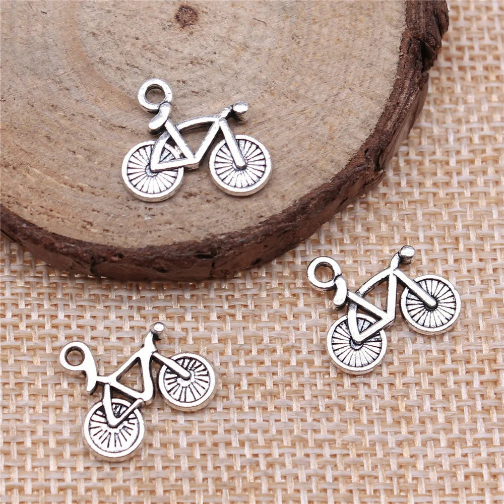 15x13mm 0.8g Antique Silver Zinc Alloy Bicycle Charm Pendant for DIY Bracelet Necklace Jewelry Making