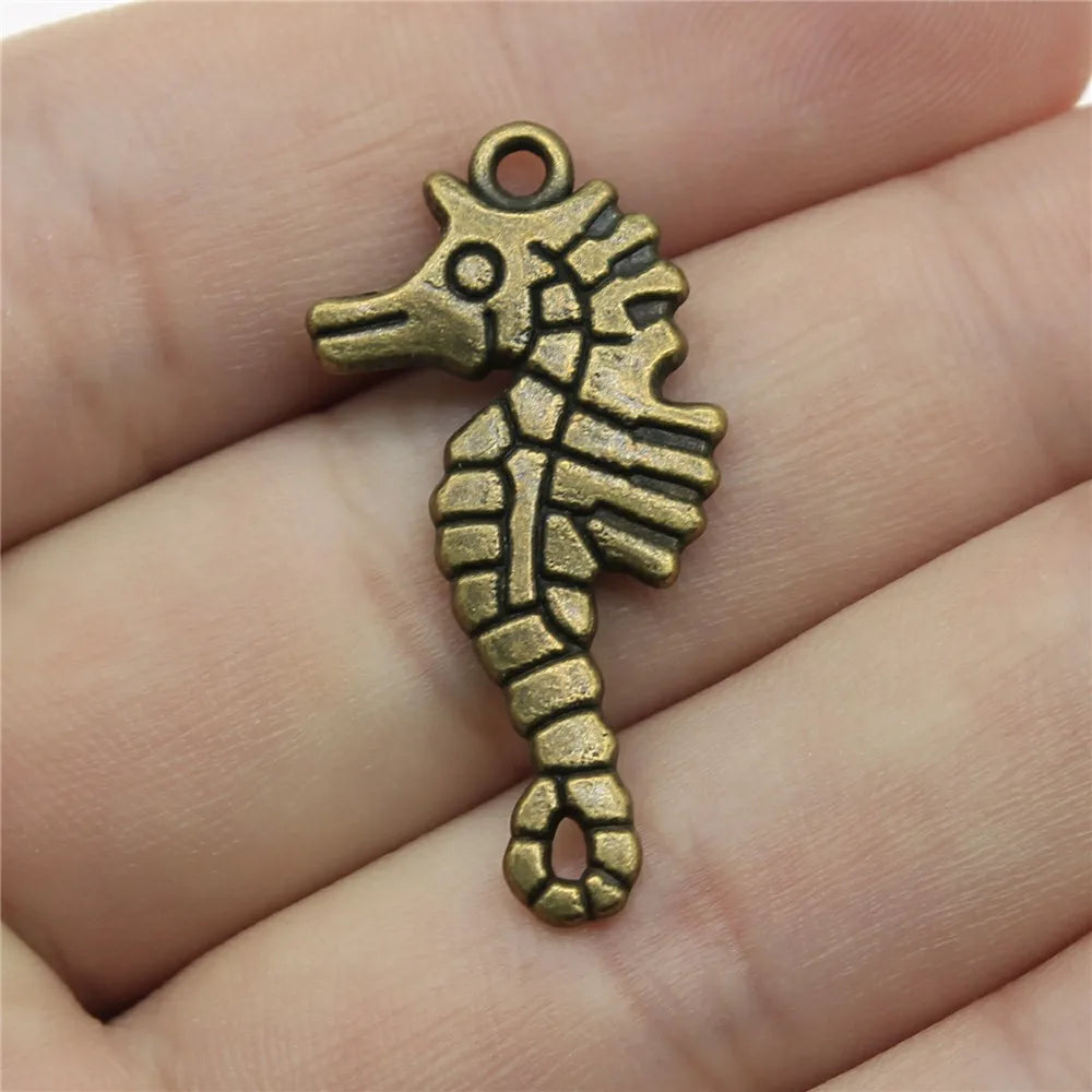 31x16mm 3g Multicolor Zinc Alloy Seahorse Charm Pendant for DIY Ocean Theme Jewelry Making