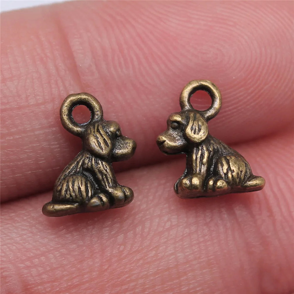 10x7mm 0.9g Multicolor Zinc Alloy Small Dog Charm Pendant for DIY Necklace Bracelet Jewelry