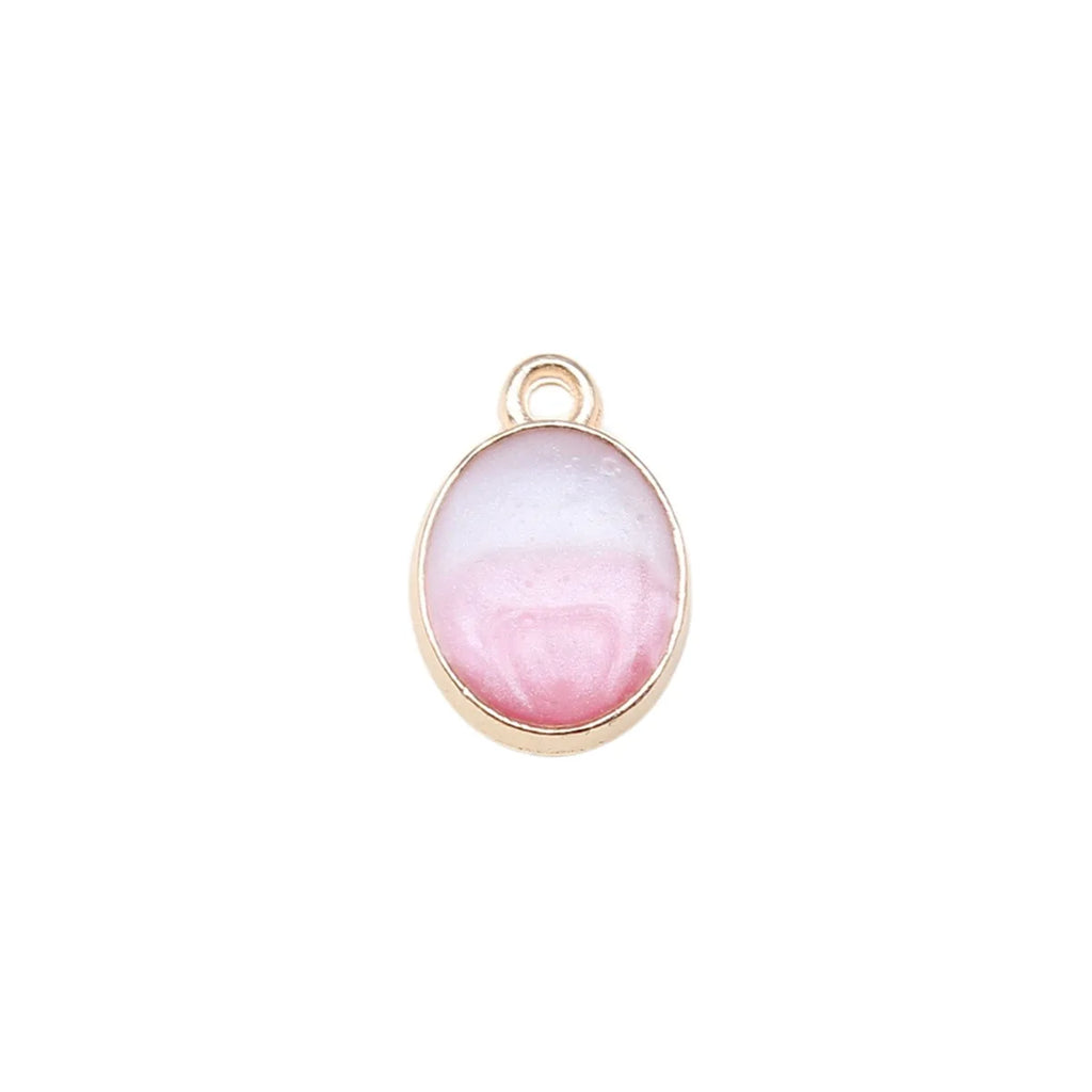 15x10mm 0.78g Pink Zinc Alloy Geometric Oval Charm Pendant for DIY Vintage Necklace Bracelet Jewelry