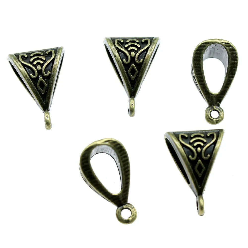 16x11x9mm 1.9g Multi-Color Zinc Alloy Triangle Pendant Bail Connectors for DIY Necklace Jewelry Making