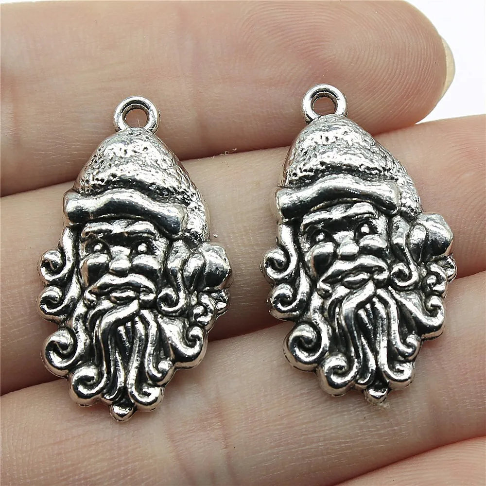 31x19mm 3.3g Multicolor Zinc Alloy Santa Claus Charm Pendant for DIY Christmas Jewelry Making