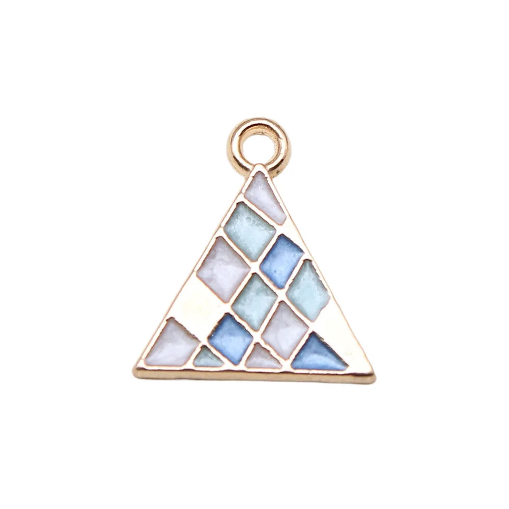 17x14mm 1.4g Multicolor Zinc Alloy Geometric Mosaic Square Triangle Round Charm Pendant for DIY Jewelry