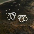 Original Designer Sweet Bowknot Hollow Zircon Copper Stud Earrings With Silver Plated Pins