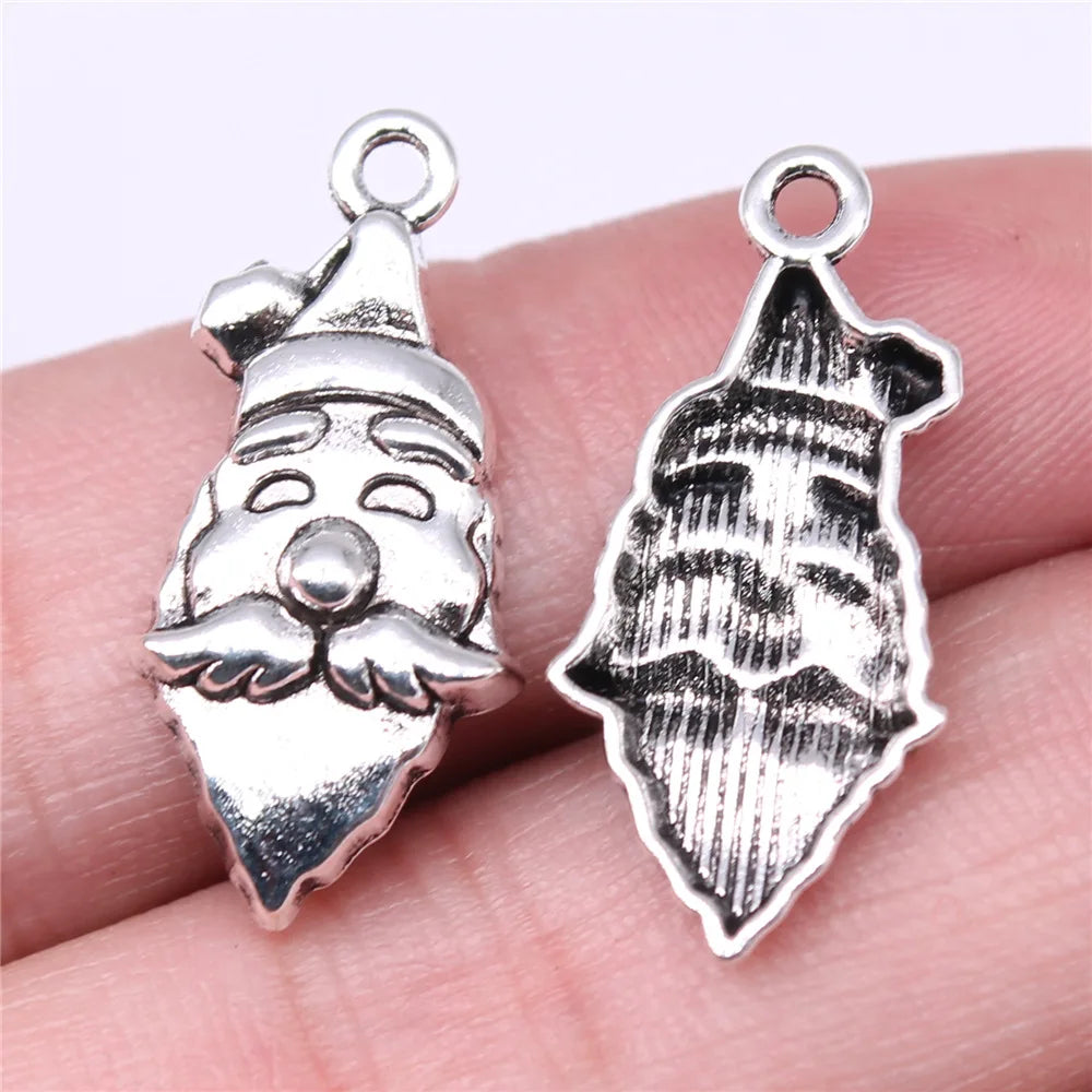 27x13mm 1.4g Antique Silver Zinc Alloy Santa Claus Charm Pendant for DIY Christmas Jewelry Making