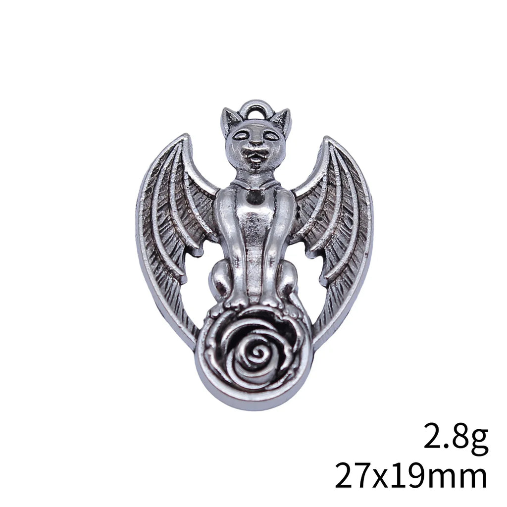 27x19mm 2.8g Multicolor Zinc Alloy Bat Demon Flower Charm Pendant for Gothic DIY Necklace Making