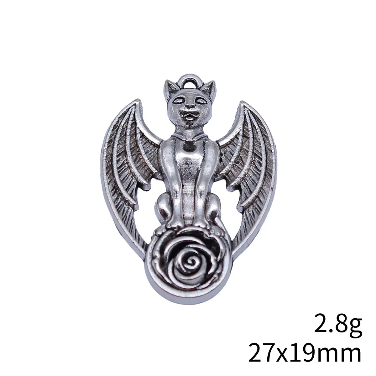 27x19mm 2.8g Multicolor Zinc Alloy Bat Demon Flower Charm Pendant for Gothic DIY Necklace Making