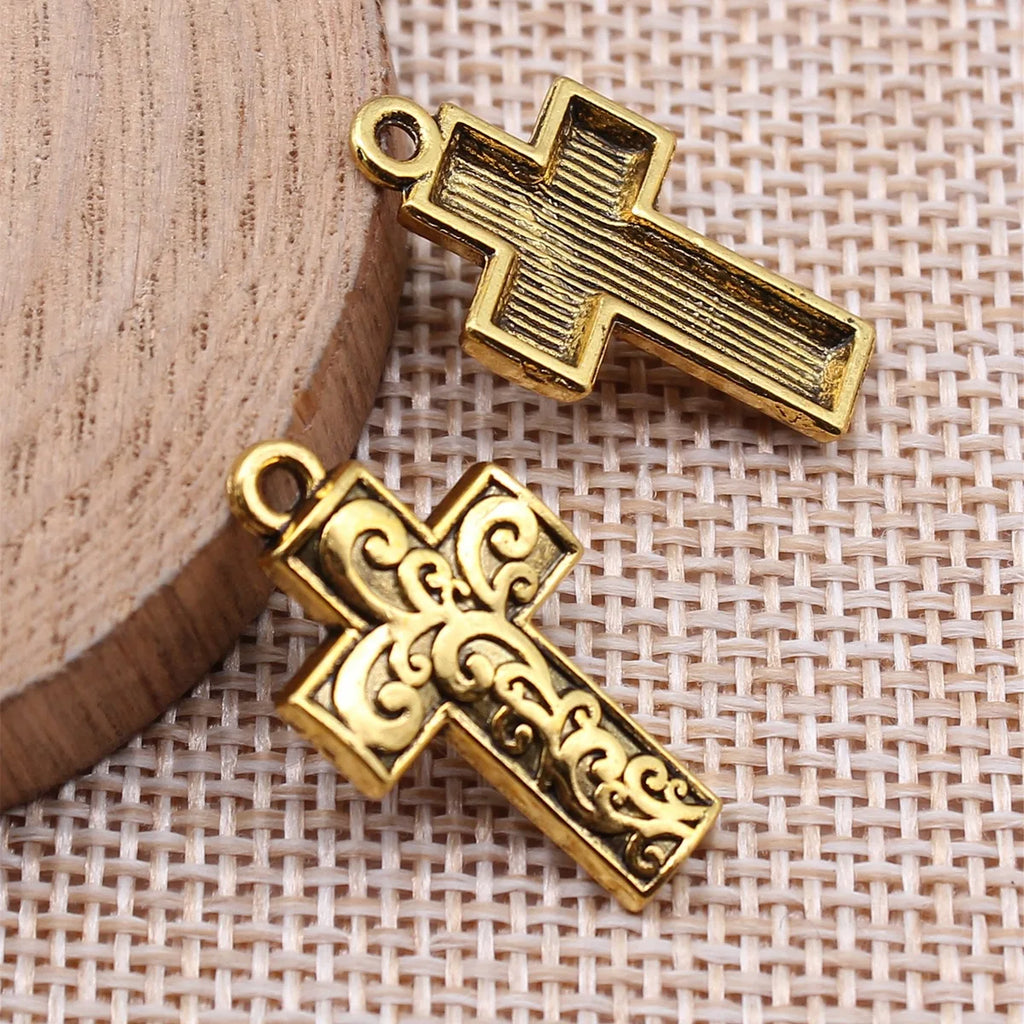 14x25mm 1.6g Multicolor Zinc Alloy Cross Charm Pendant for DIY Necklace Bracelet Jewelry Making