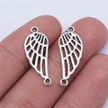 25x10mm 0.6g Antique Silver Zinc Alloy Hollow Wing Connector Charm for Bracelet Earring Making
