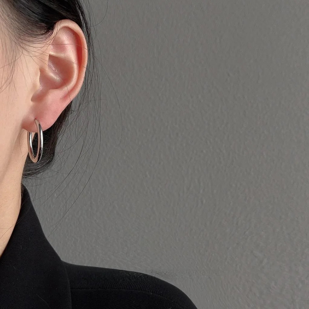 Premium Minimalist Round 316 Stainless Steel Drop Earrings Geometric Versatile Jewelry