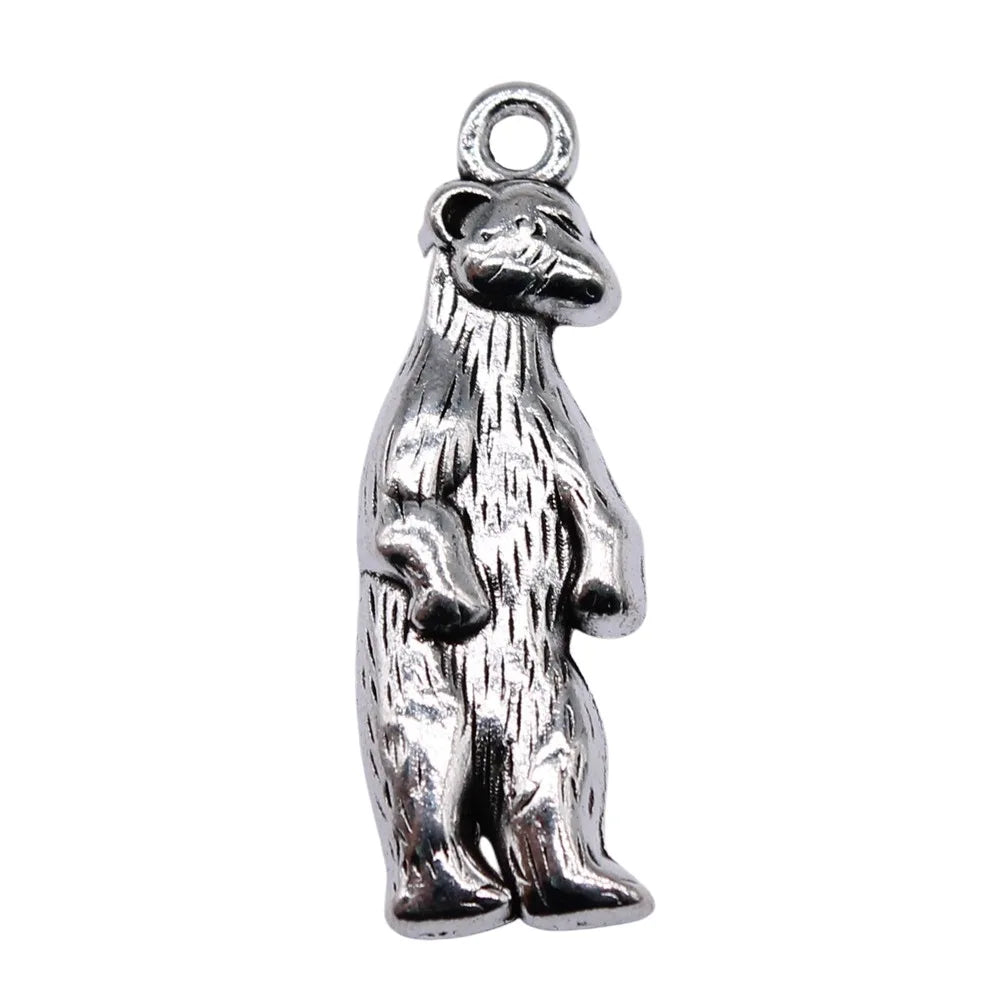 31x10mm 2.97g Antique Silver Zinc Alloy Bear Charm Pendant for DIY Bracelet Necklace Jewelry Making