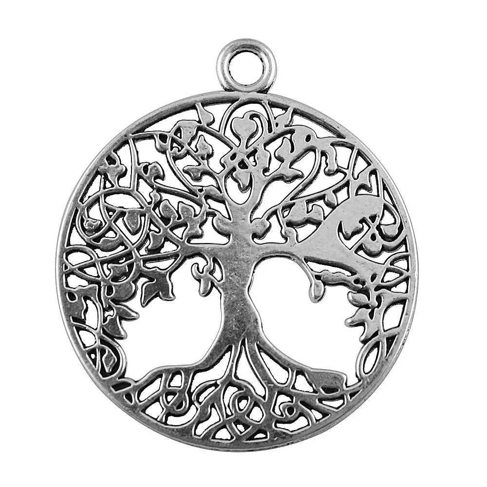40x35mm 4.6g Multicolor Zinc Alloy Tree of Life Charm Pendant for Necklace Bracelet Making