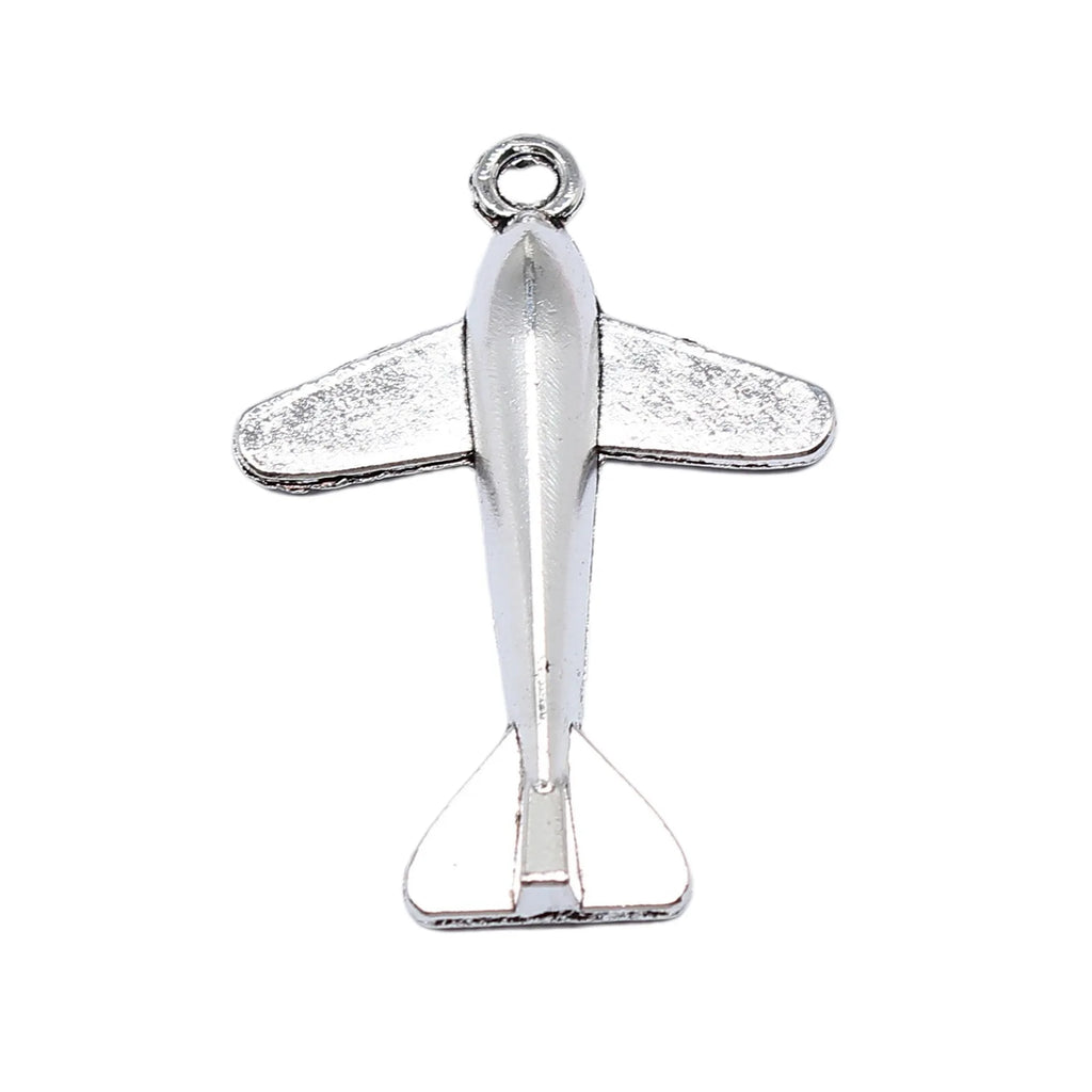 34x24mm 2.1g Antique Silver Zinc Alloy Airplane Charm Pendant for DIY Necklace Bracelet Accessories