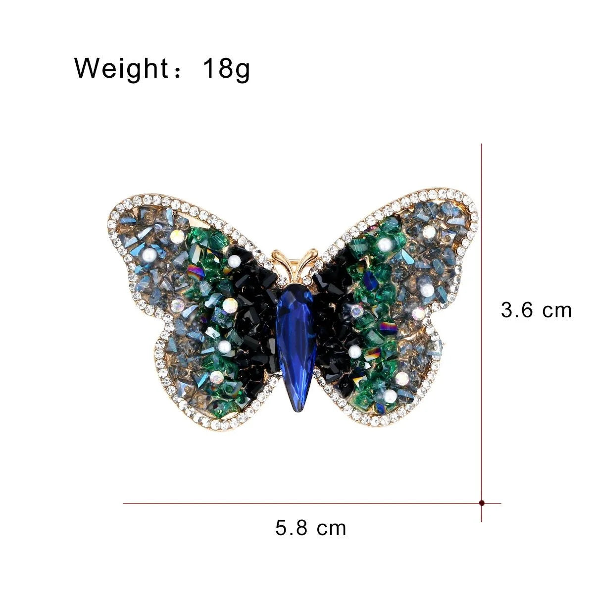 Elegant Butterfly Rhinestone Brooch With Blue Crystal Body, Luxury Animal Lapel Pin Corsage Gift