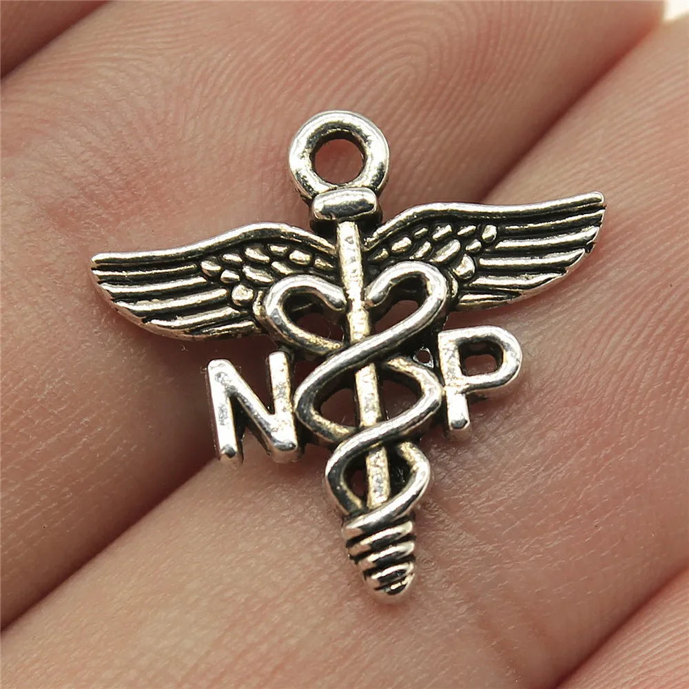 20x19mm 1.4g Antique Silver Zinc Alloy Cane Medical Symbol Charm Pendant for DIY Jewelry Making