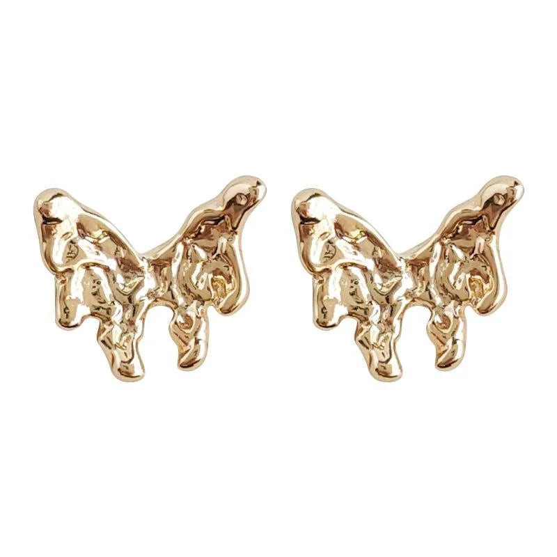 Mini Liquid Butterfly 14K Plated Copper Stud Earrings Cute Minimalist Fresh Style