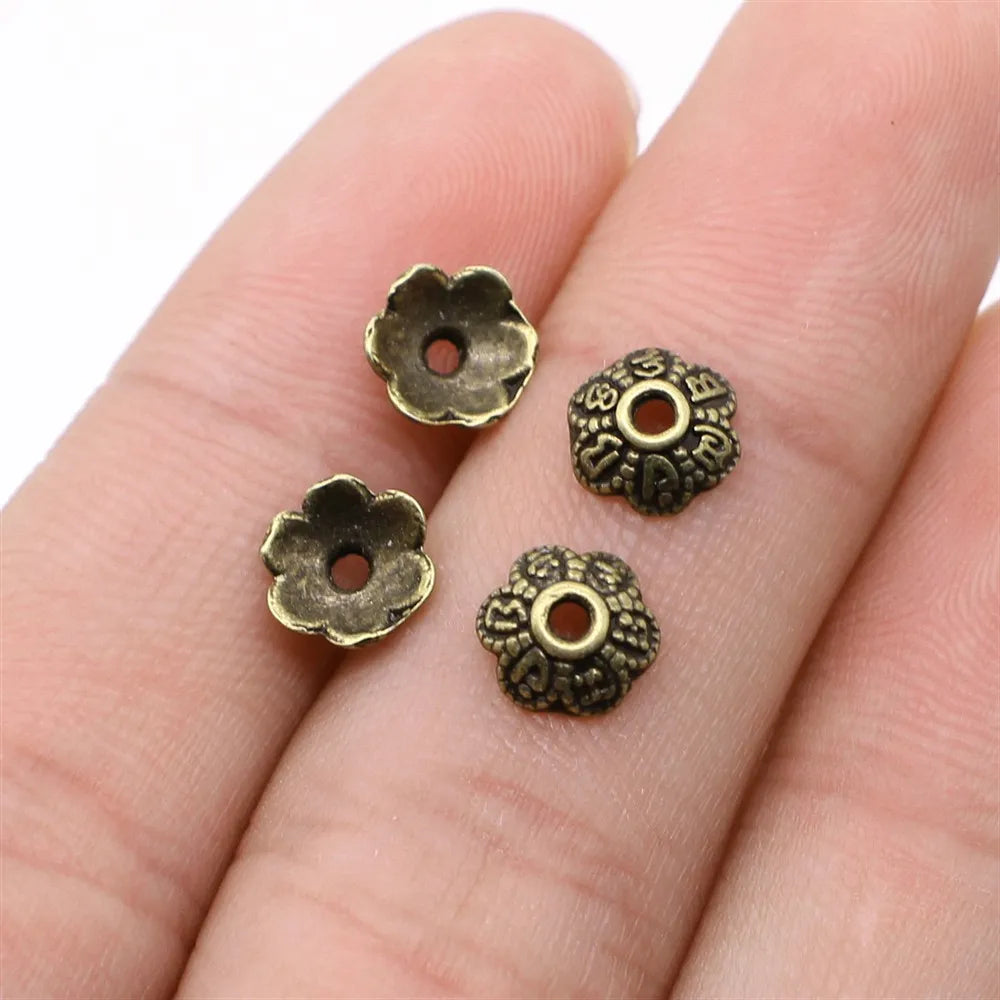7x7mm 0.3g Multi-Color Zinc Alloy Flower Bead Caps for DIY Bracelet Necklace Jewelry Making