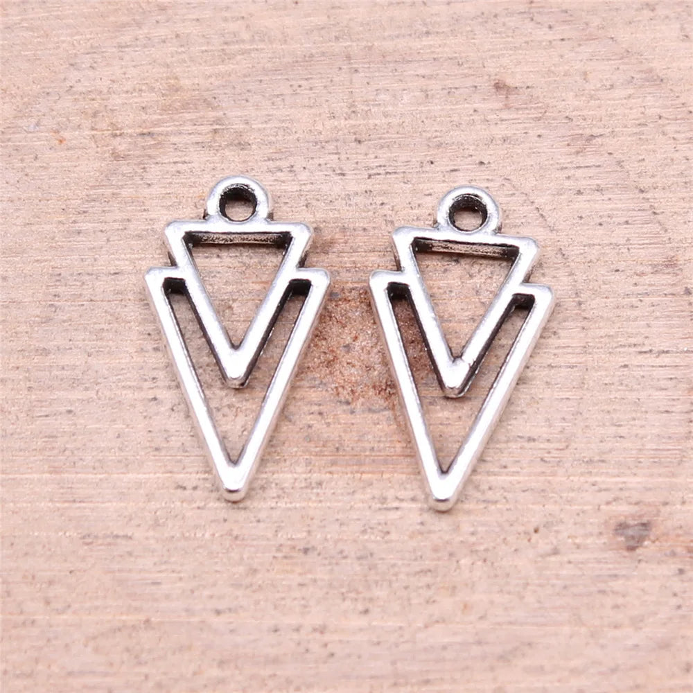 16x9mm 0.46g Multicolor Zinc Alloy Hollow Triangle Charm Pendant for DIY Necklace Bracelet Making