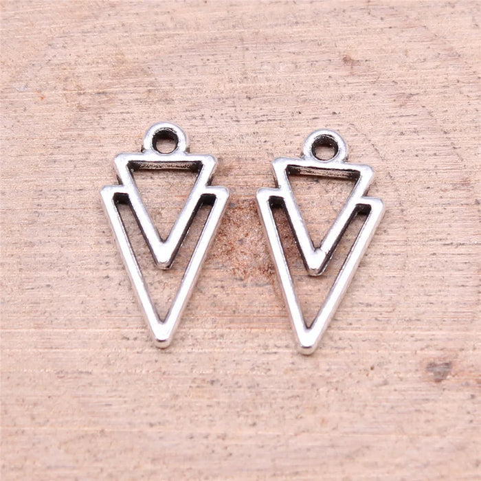 16x9mm 0.46g Multicolor Zinc Alloy Hollow Triangle Charm Pendant for DIY Necklace Bracelet Making
