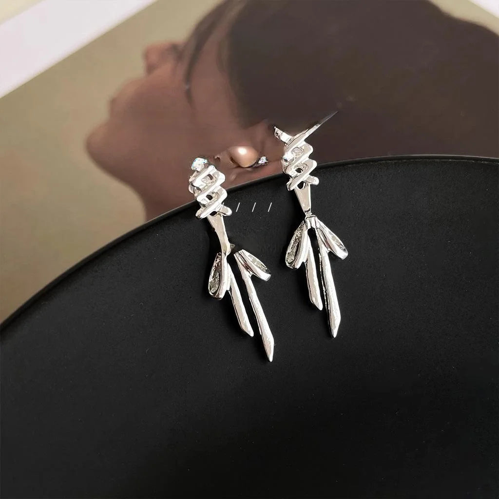 Sweet Ballet Style Bow Knot Stud Earrings Copper Two Way Tie Ribbon Design