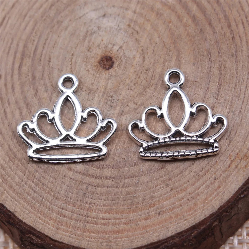 15x15mm 0.55g Antique Silver Zinc Alloy Crown Charm Pendant for DIY Necklace Bracelet Jewelry Making