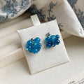 Sweet Korean Style Blue Glass Crystal Grape Cluster Tassel Handmade Woven Drop Earrings
