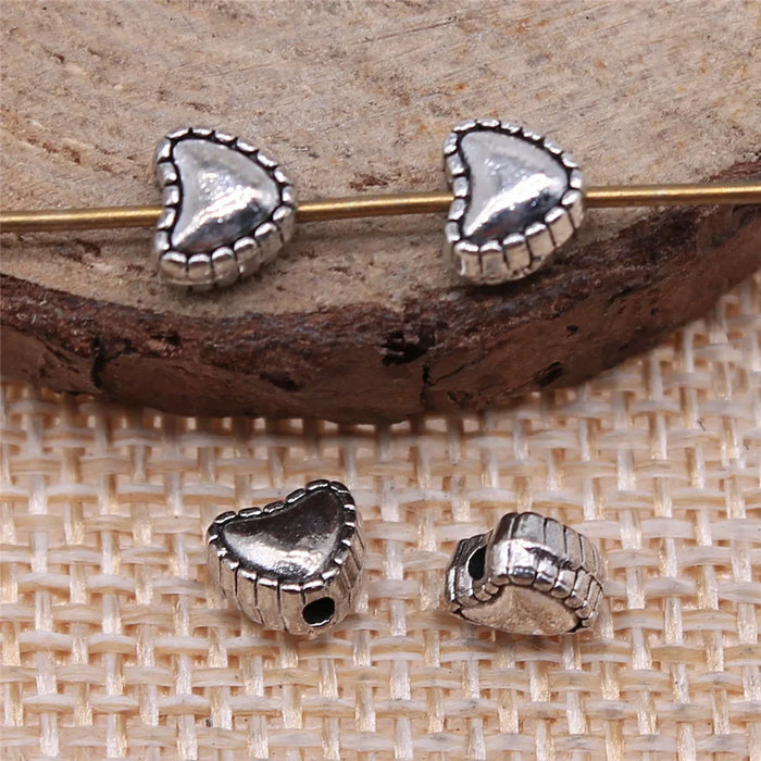 5x4mm 0.5g Antique Silver Zinc Alloy Heart Spacer Beads for DIY Bracelet Necklace Jewelry Making