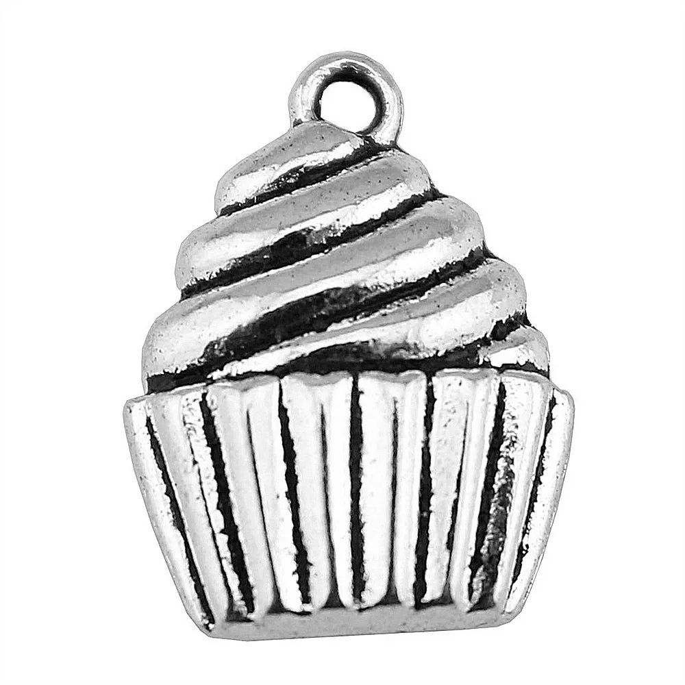 20x15mm 1.4g Antique Silver Zinc Alloy Cake Charm Pendant for DIY Necklace Bracelet Jewelry Making