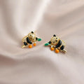 Silver Plated Copper Micro Pave Zircon Enamel Panda Stud Earrings Cute Luxury Animal Fashion Jewelry