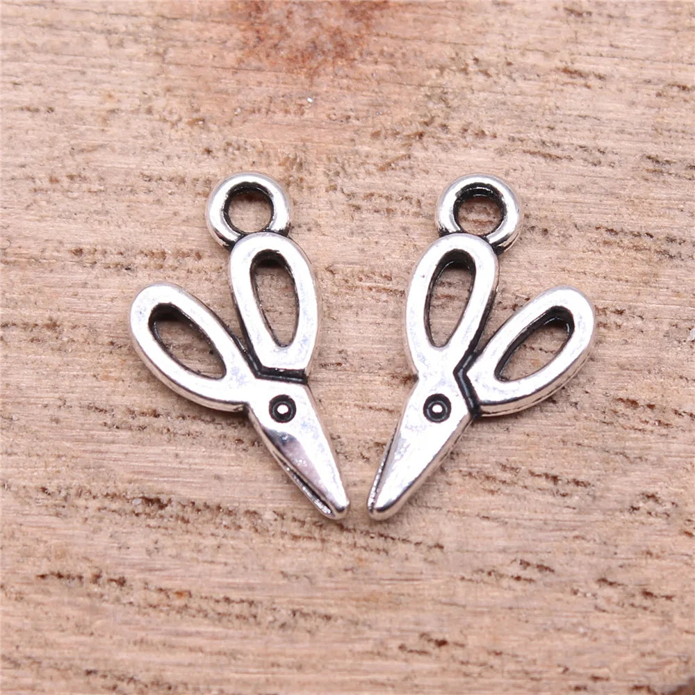 16x8mm 0.4g Antique Silver Zinc Alloy Scissors Charm Pendant for DIY Sewing Theme Jewelry Making