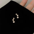 14K Gold Plated Copper Star Stud Earrings Micro Pave Zirconia Minimalist Daily Jewelry