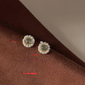 French Vintage 14K Plated Copper Enamel Flower Geometric Stud Earrings With Silver Plated Pins